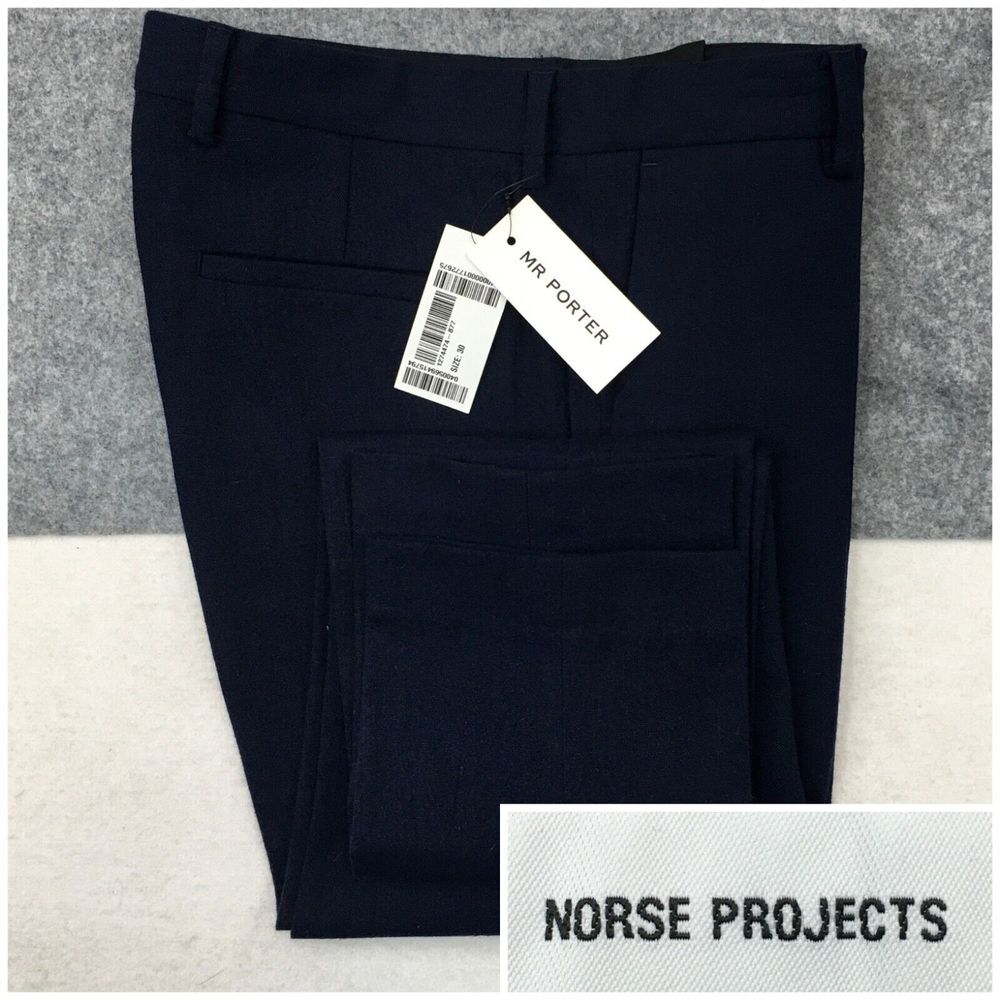 NEW! Norse Projects Thomas Cotton Wool Mens‎ Pants Size 30 Slim N25-0325 Navy
